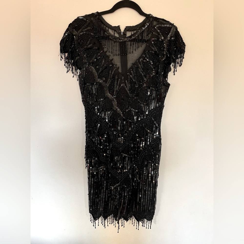 Vintage 1990s Laurence Kazar 100% Silk Beaded Dress